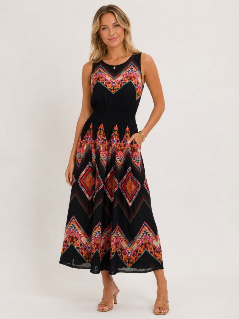 Tanvi Kedia Embroidered Midi Dress Size 2 Chevron Patchwork Anthropologie Party*